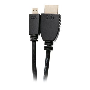 C2G 6ft HDMI to Micro HDMI Cable with Ethernet - High Speed HDMI Cable - Cabo HDMI com Ethernet - 19 pin micro HDMI Type D macho para HDMI macho - 1.83 m - blindado - preto