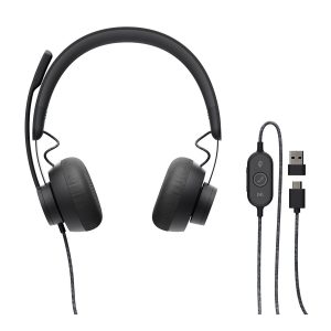 Logitech Zone Wired - Auscultadores - no ouvido - com cabo - USB-C - grafite