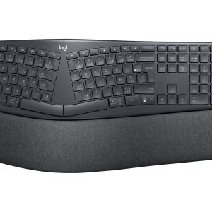 Logitech ERGO K860 - Teclado - sem fios - 2.4 GHz, Bluetooth 5.0 - AZERTY - Francês - grafite