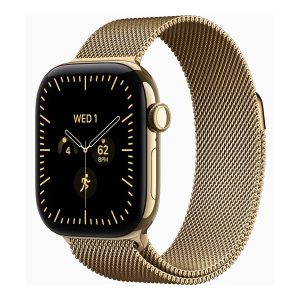 Apple Watch Series 12 (GPS + Cellular) - 42 mm - radiant gold titanium - relógio inteligente Com círculo milanês - aço inoxidável - radiant gold - tamanho do pulso: 130-180 mm - 64 GB - Bluetooth, Wi-Fi 4, UWB, LTE - 5G - 36.5 g