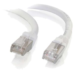 C2G Cat6a Booted Shielded (STP) Network Patch Cable - Cabo patch - RJ-45 (M) para RJ-45 (M) - 30 cm - PTB - CAT 6a - moldado, sem nós, entrançado - branco