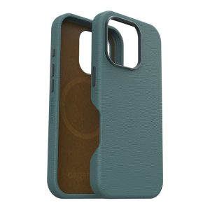 OtterBox Symmetry Series - Tampa posterior para telemóvel - compatibilidade MagSafe - cabedal verde, poliuretano - sálvia (verde) - para Apple iPhone 16 Pro
