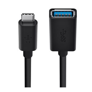 Belkin 3.0 USB-C to USB-A Adapter - Adaptador USB - USB-C (M) reversível para USB Tipo A (F) - USB 3.0 - 3 A - preto