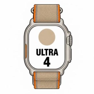 Apple Watch Ultra 4 - 49 mm - titanium natural - Sim relógio inteligente Com Correia de Trilho - tecido de nylon - areia - tamanho da banda: M/L - 64 GB - LTE, Wi-Fi 4, Bluetooth, UWB, NFC - 5G - 63 g