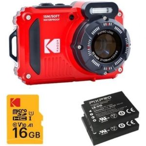Pack Câmara Digital Kodak Pixpro WPZ2RD6 + 2 Baterias + 1 MicroSD/ 16MP/ Zoom Óptico 4x/ Vermelho