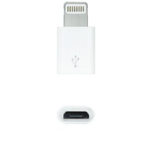 Adaptador Micro USB 2.0 Lightning Nanocable 10.10.4100/ Micro USB Fêmea - Lightning Macho/ Branco