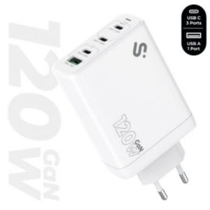 Carregador de Parede GaN Subblim 120W Charger USB C+C+C+A/ 3xUSB Tipo-C/ 1xUSB/ 120W