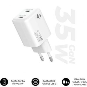 Carregador de Parede GaN Subblim 35W Charger USB C+C/ 2xUSB Tipo-C/ 35W