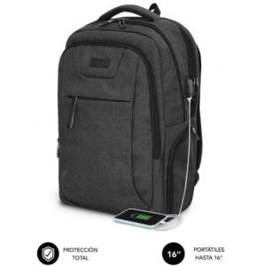 Mochila Subblim Professional Air Padding Backpack para Portáteis até 16"/ Porta USB/ Preta
