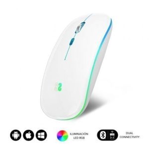 Rato Sem Fios Subblim LED Dual Flat/ Bateria recarregável/ Até 1600 DPI/ Branco