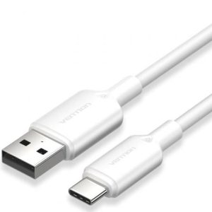 Cabo USB 2.0 Tipo-C Vention CTQWH/ USB Tipo-C Macho - USB Macho/ Até 60W/ 480Mbps/ 2m/ Branco