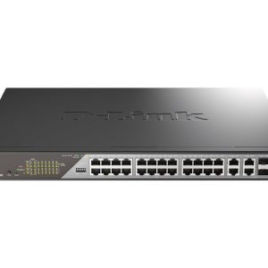 D-Link DSS 200G-28MPP - Interruptor - Administrado - 24 x 10/100/1000 (PoE) + 4 x combo SFP - montável em trilho - PoE (518 W)