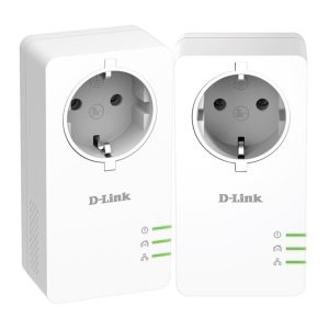 D-Link PowerLine AV2 1000 HD Gigabit Passthrough Kit DHP-P601AV - Kit adaptador de rede elétrica 1GbE, HomePlug AV (HPAV) 2.0, IEEE 1901 - pode ser ligado a parede