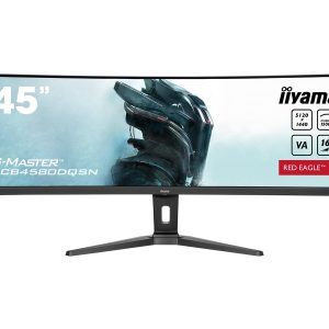 iiyama G-MASTER Red Eagle GCB4580DQSN-B1 - Monitor LED - gaming - curvo - 44.5" - 5120 x 1440 Dual Quad HD @ 165 Hz - VA - 450 cd/m² - 3000:1 - 0.8 ms - 2xHDMI, DisplayPort, 2xUSB-C - altifalantes - preto, mate